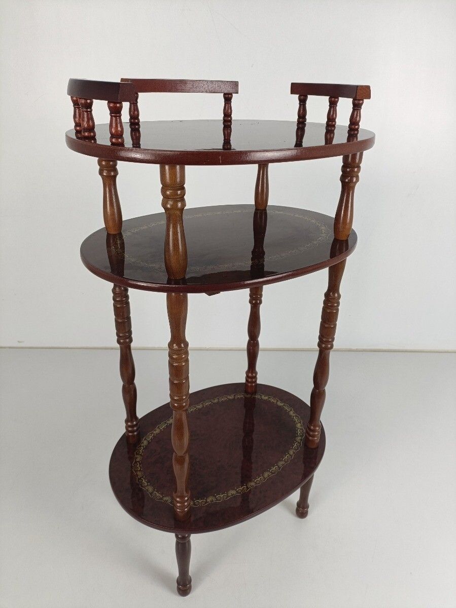 Pedestal Display Side Table Plant Stand Italian Wood Vintage Display Etagère 3 photo for sale