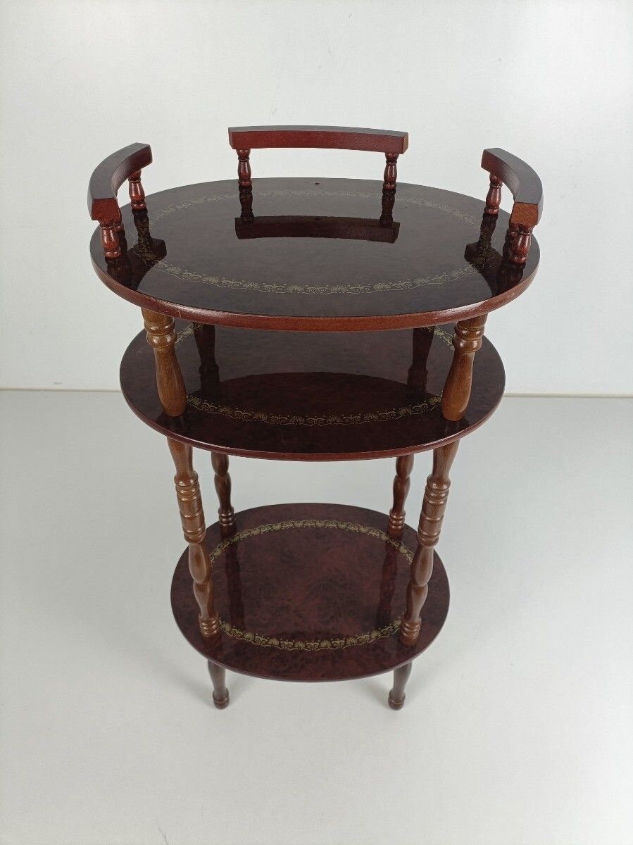 Pedestal Display Side Table Plant Stand Italian Wood Vintage Display Etagère 3 photo vintage