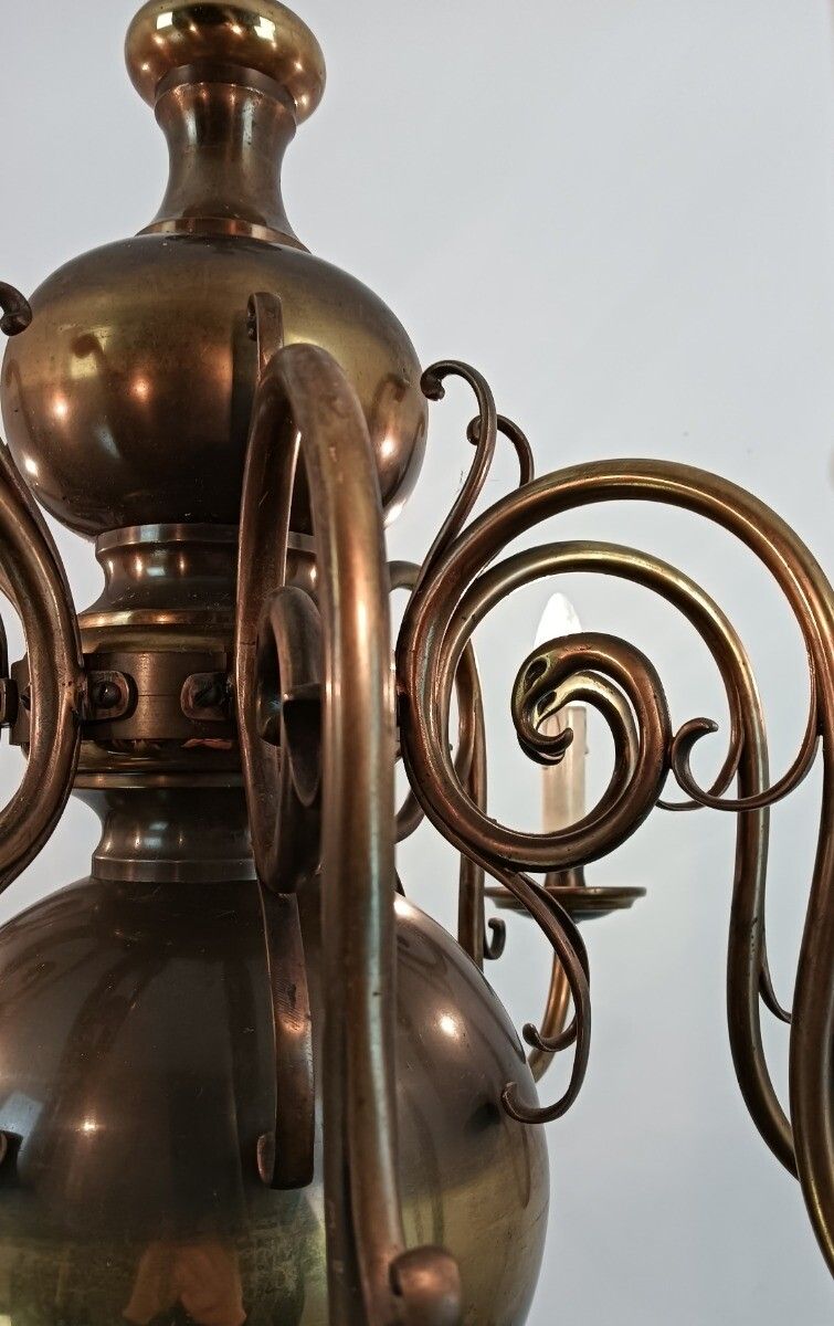 photo for sale Large Vintage Chandelier Flemish Dutch Eagles 8 Lights Arm Farmhouse Style