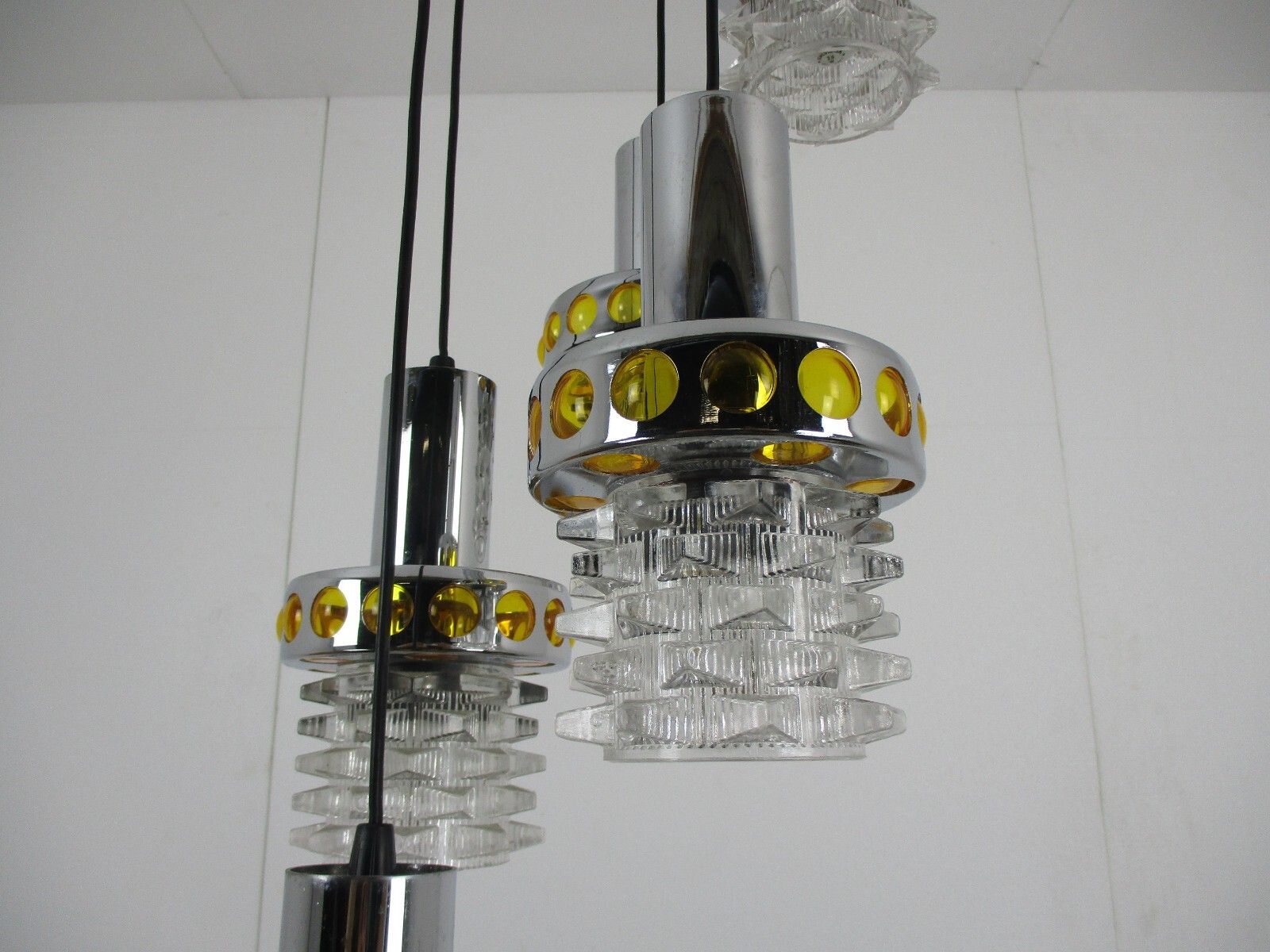 Raak Modern Mid Century Chandelier  Modernist Cascade 5 Lights Shades Glass photo buy