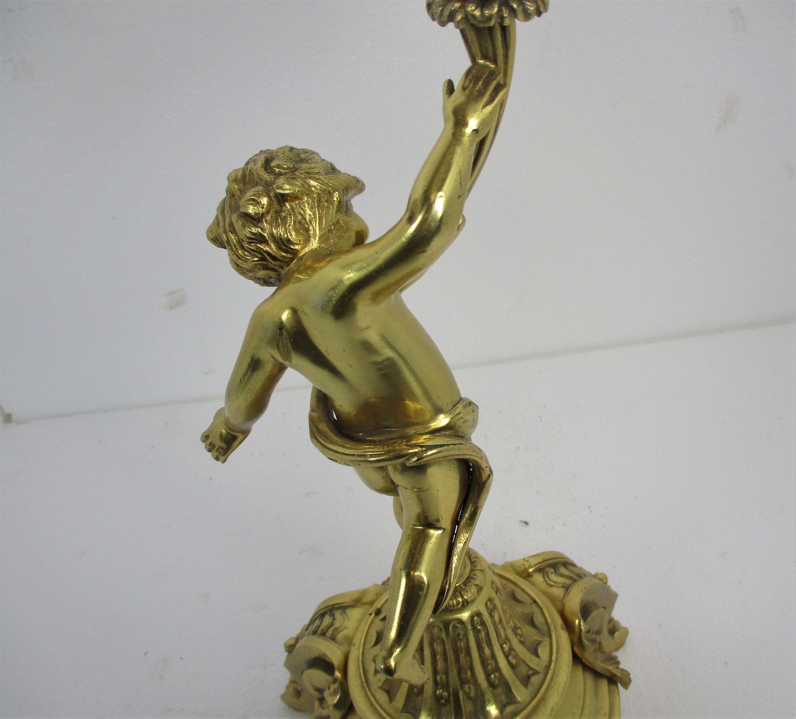 Glorious Embossed Brass Ornate Candle Holder Candelabra 4 Arm Centerpiece Cherub photo buy