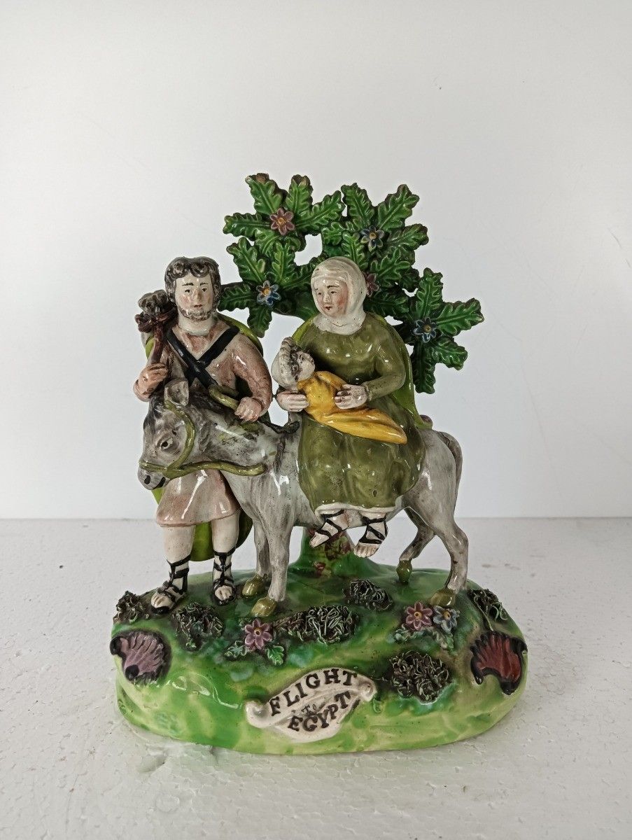 Flight To Egypt Pearlware Bocage Figurine Walton  Staffordshire Pottery Antique photo 647.0