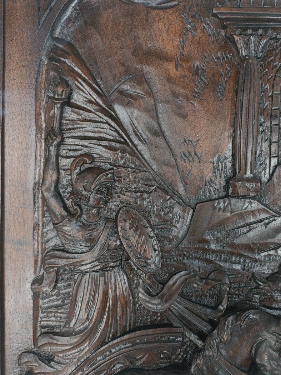 Antique Hand Carved  Door Panel  Roman Charriot Warrior Soldier Reclaimed Archit photo buy