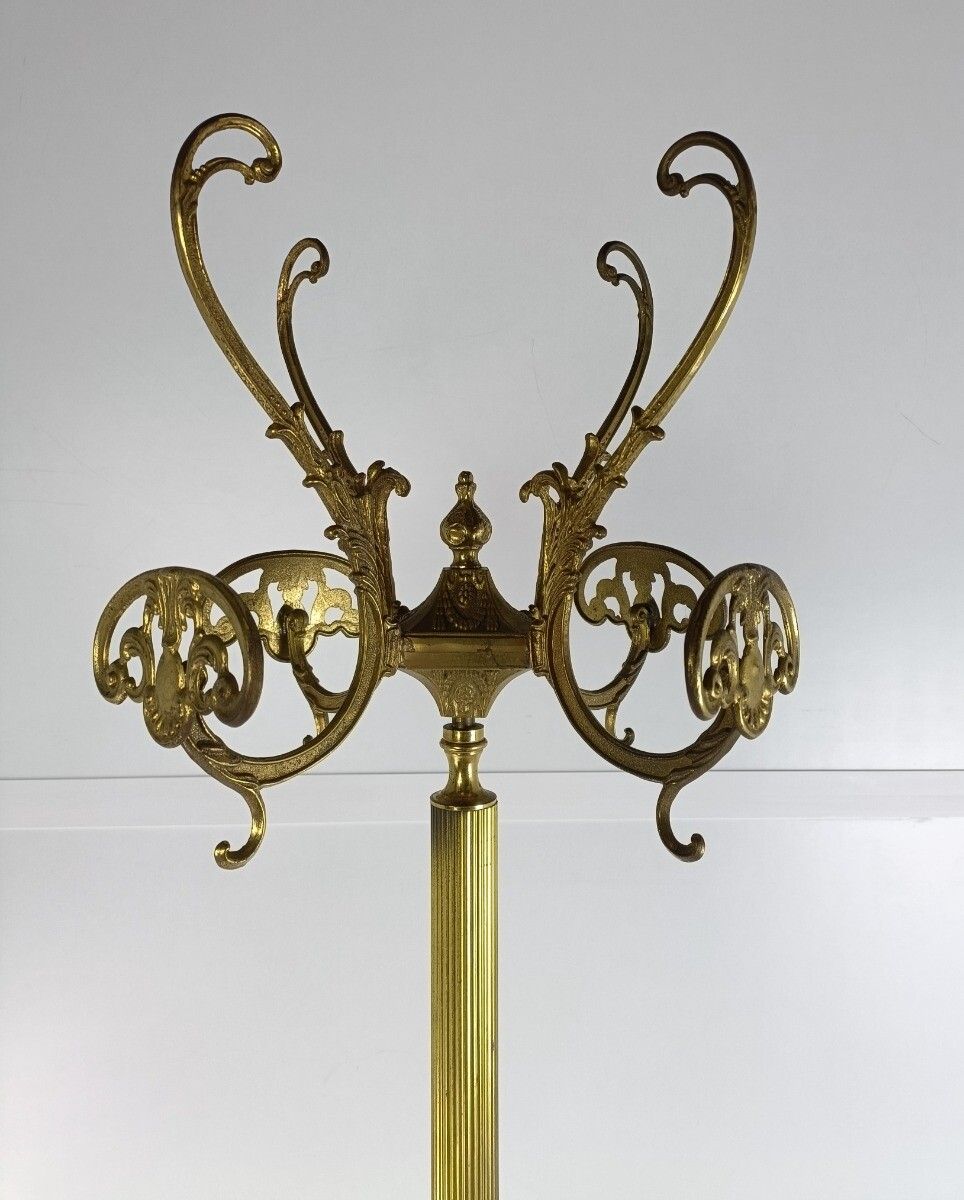 Mid Century Modern  Ornate  Brass Hall Tree Floor Coat Hat Rack Eyecatcher Italy photo vinterior