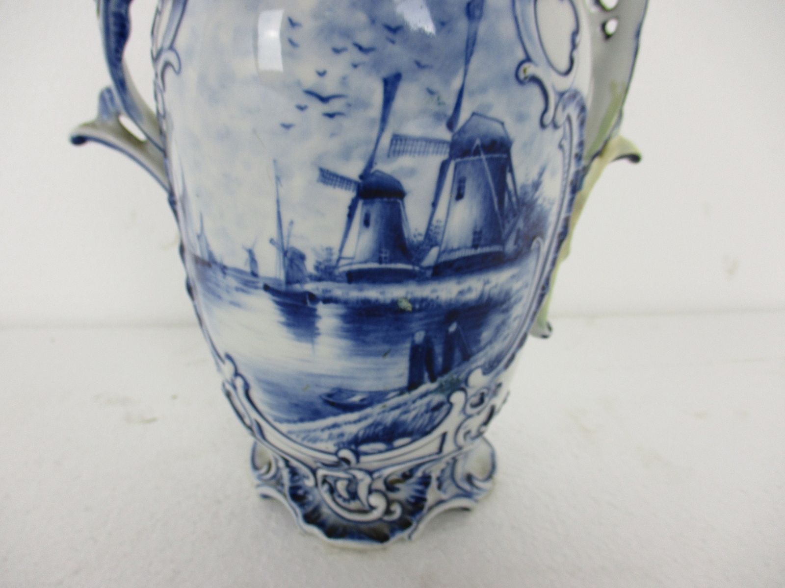 Antique 19th Century Rauenstein Vase Jar Porcelain Germany Marked Blue White photo furniture