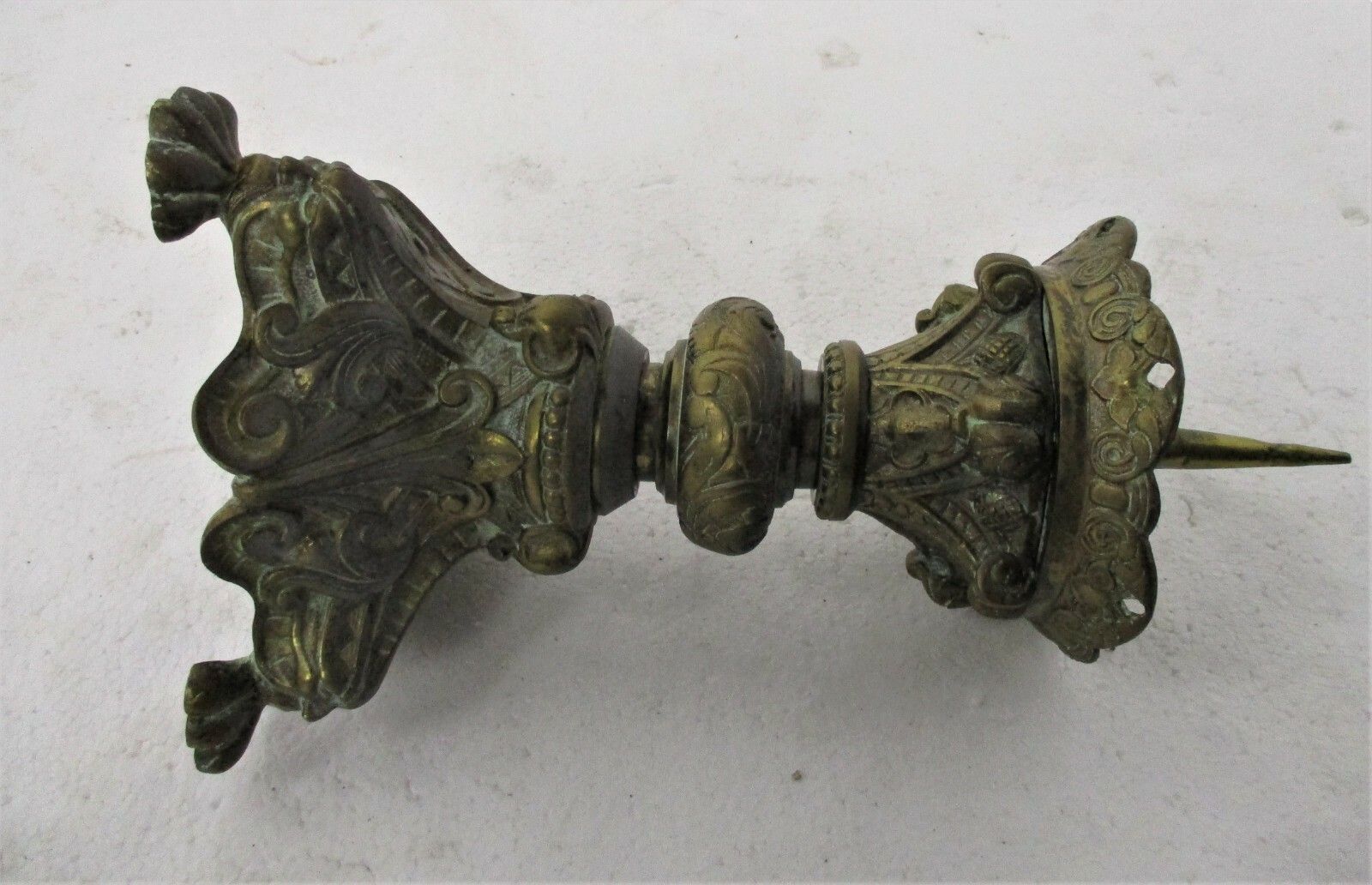 Antique 1900 Candle Holder Candlestick Church Altar Brass Heraldic Gothic photo 260.0
