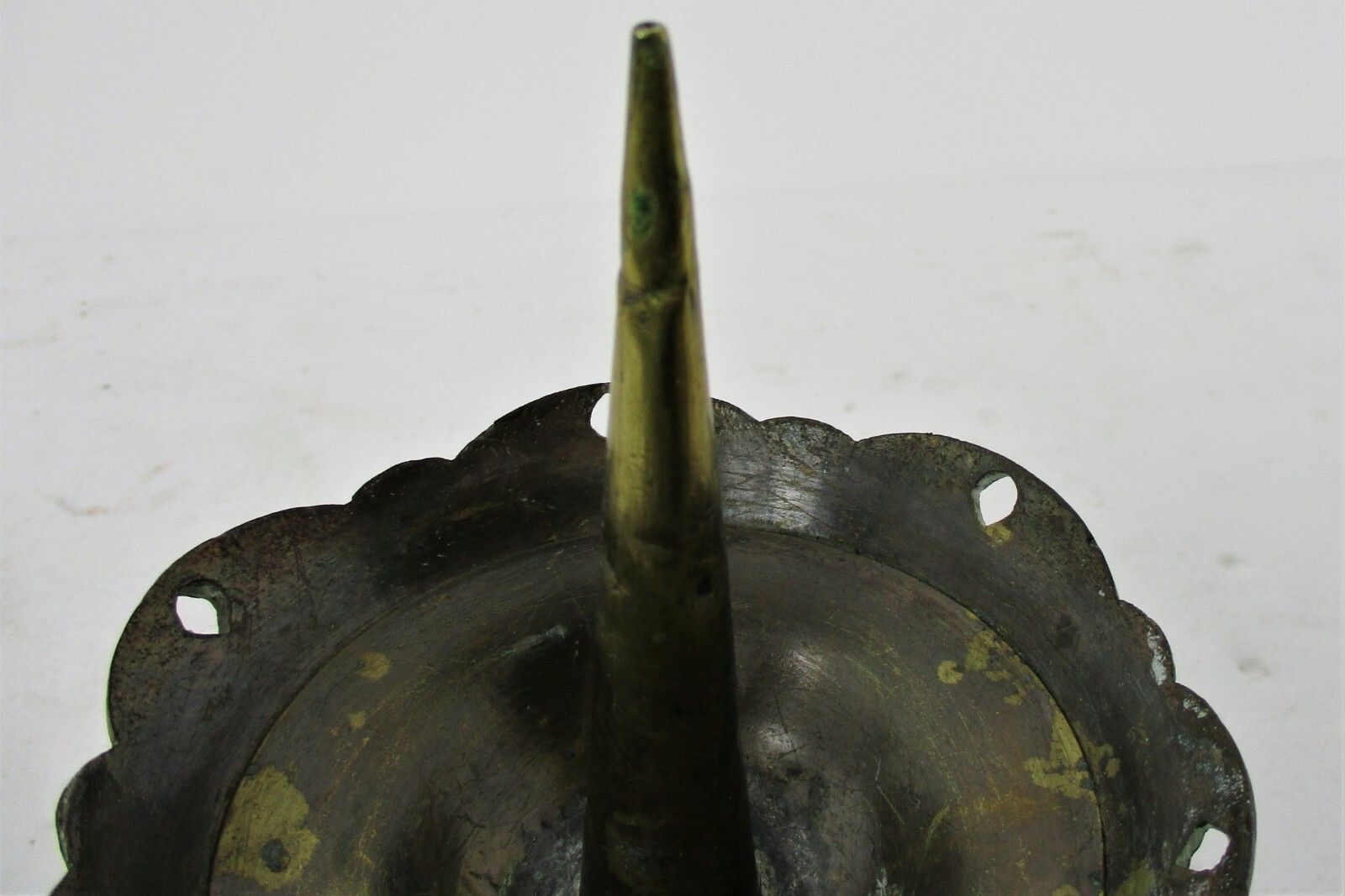 Antique 1900 Candle Holder Candlestick Church Altar Brass Heraldic Gothic photo vinterior