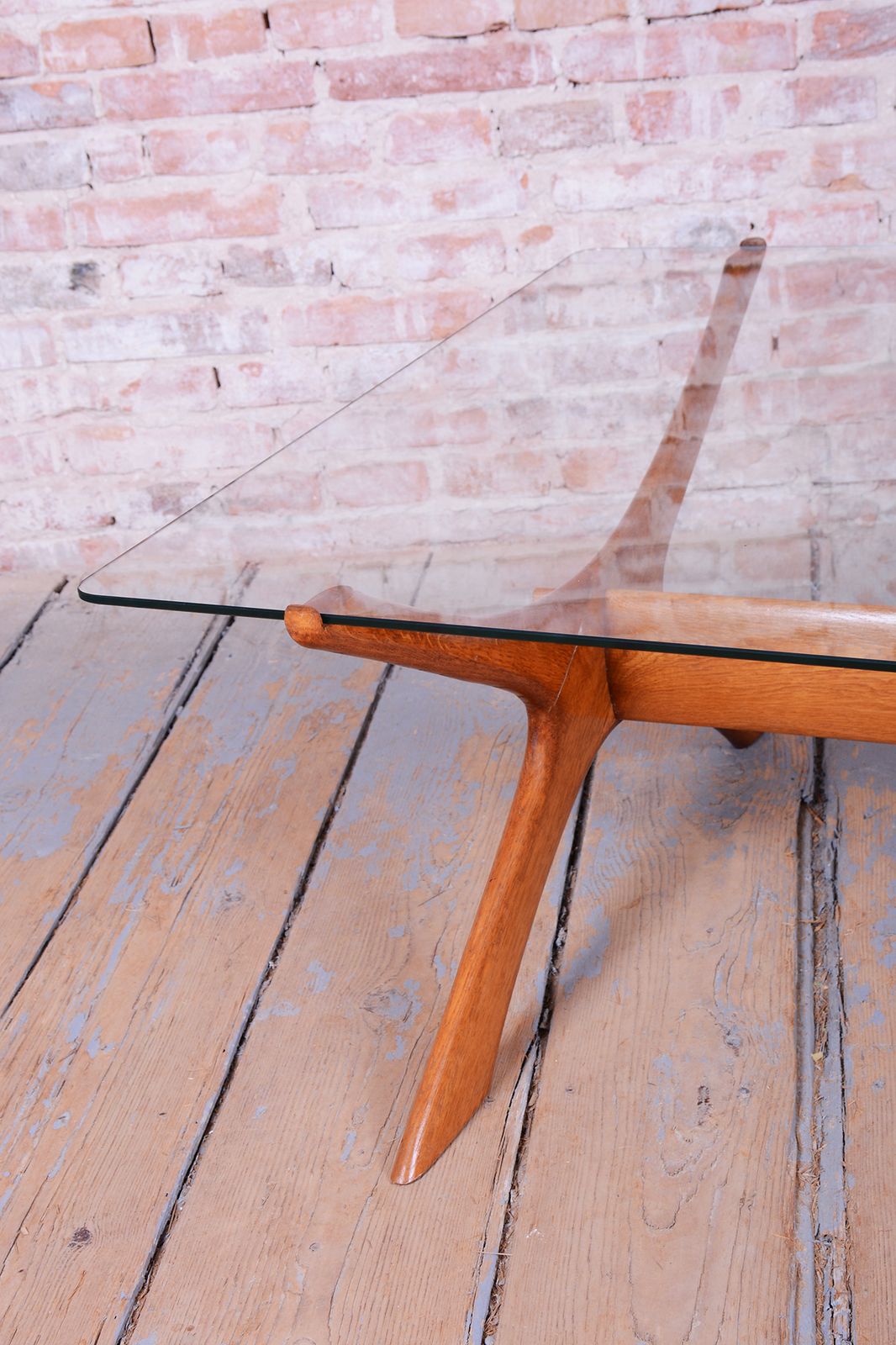 Restored Mid Century Dinig Table, By F. S. Abeln, Oak, Glass, Italy, 1950s photo Furniture