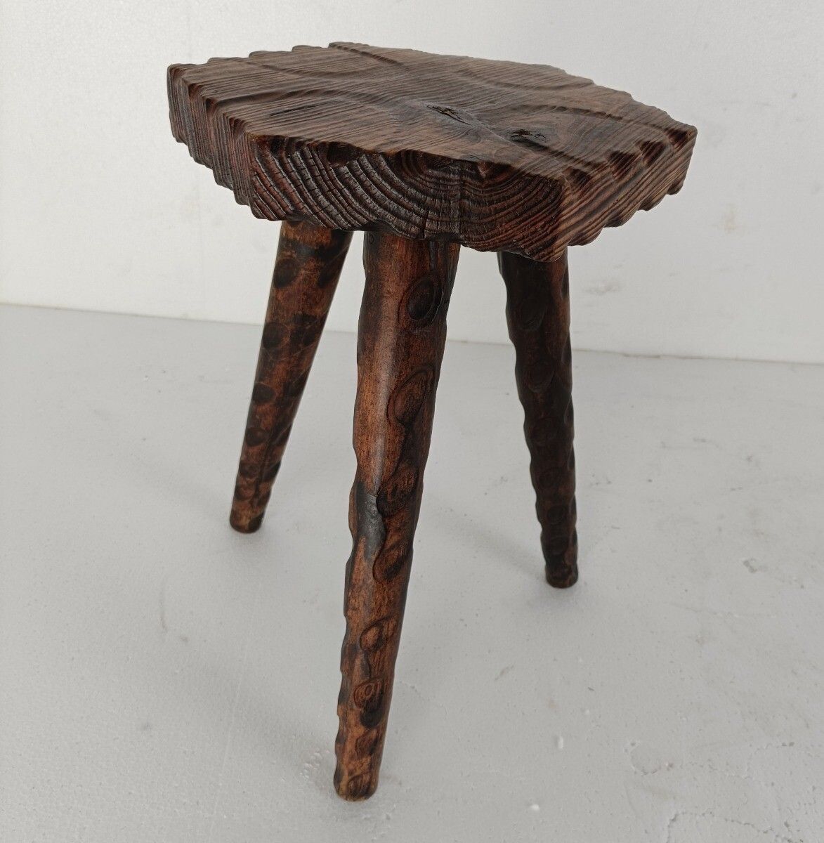 Spanish  Milking Stool Table Pedestal Plant Bonsai Stand  Carved Wood Barn Style photo 113.0