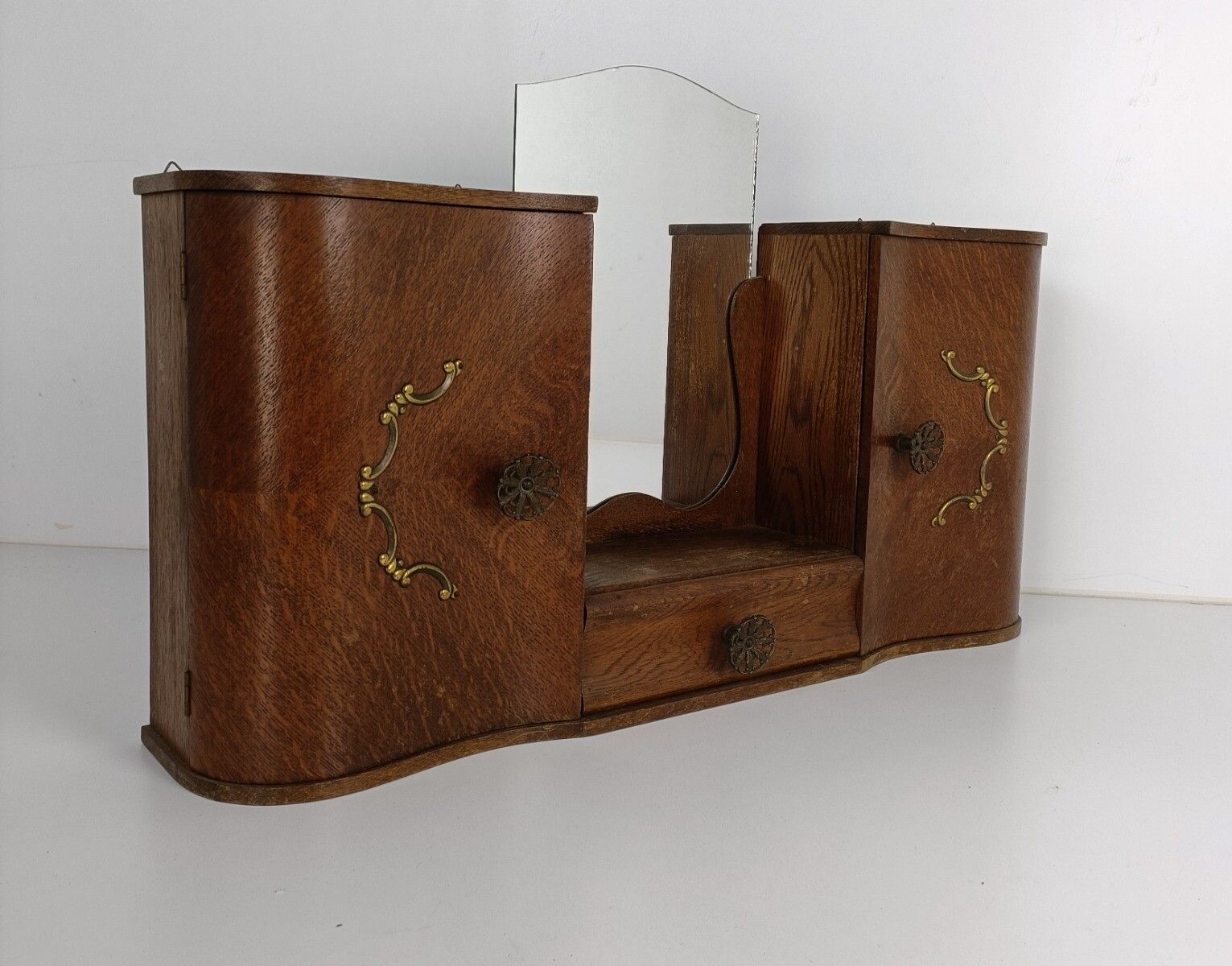Art Deco Antique Double Apothecary Medicine Cabinet Bathroom Wood Farmhouse Styl photo vinterior