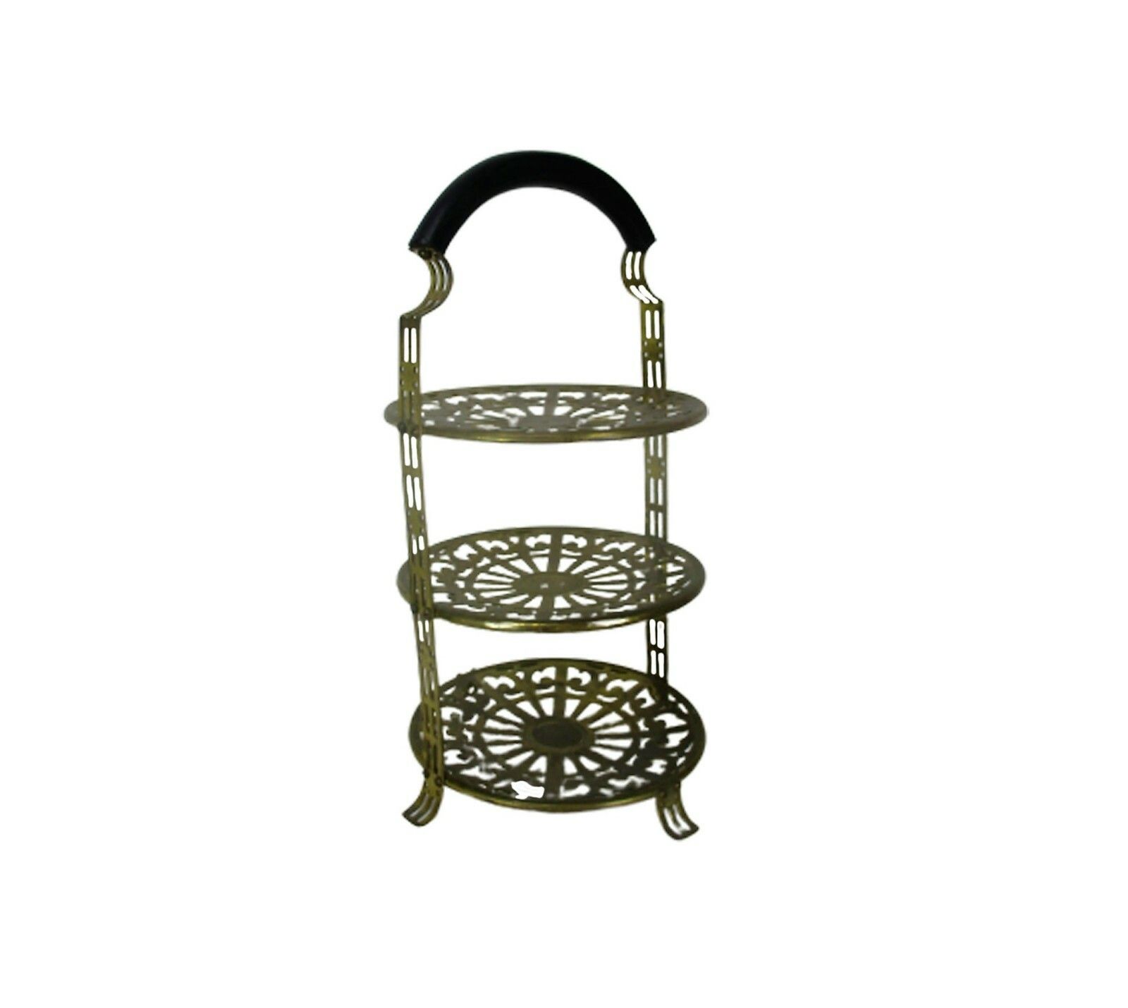 Art Nouveau 3 Tier Wedding Cake Stand Manning Quality Bowman Meriden Brass Wow photo for sale