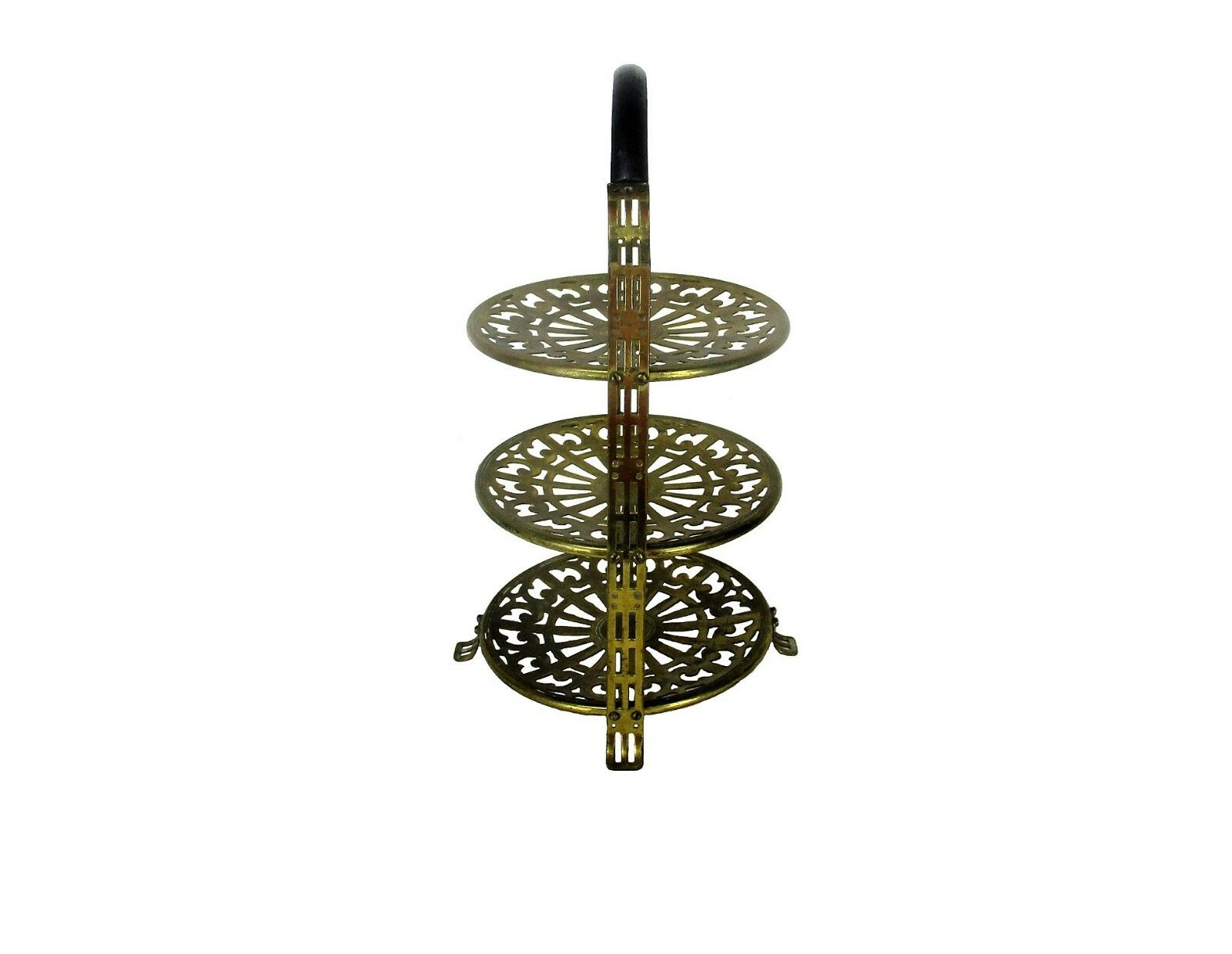 Art Nouveau 3 Tier Wedding Cake Stand Manning Quality Bowman Meriden Brass Wow photo 278.0