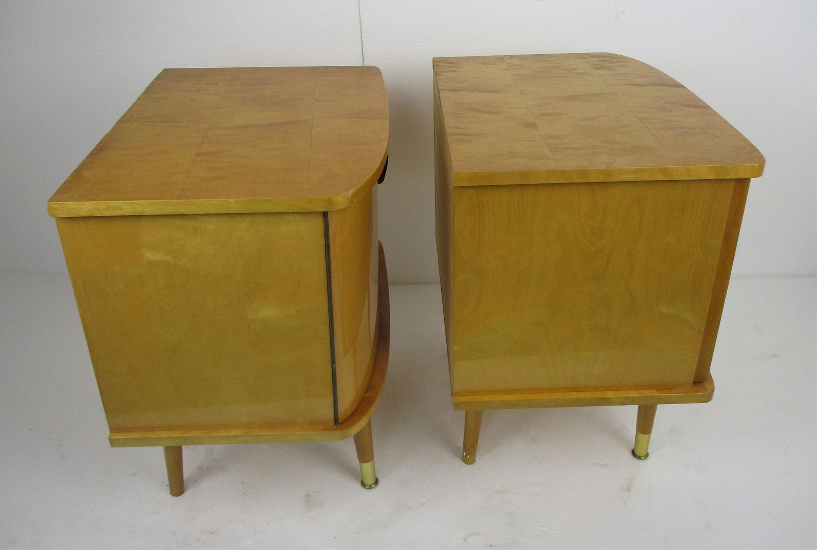 photo for sale Vintage Nightstands End Tables Mid Century Modern Wood Retro Wow Pair Couple Dou