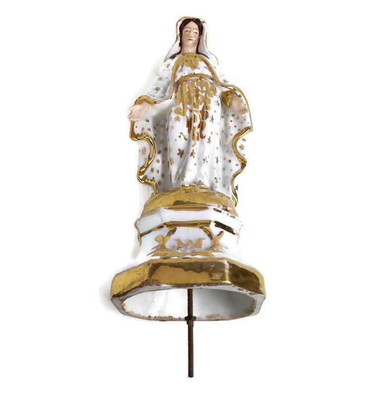 Large Antique 1900 Vieux Paris Porcelain Bisque Statue Virgin Mary Madonna Open