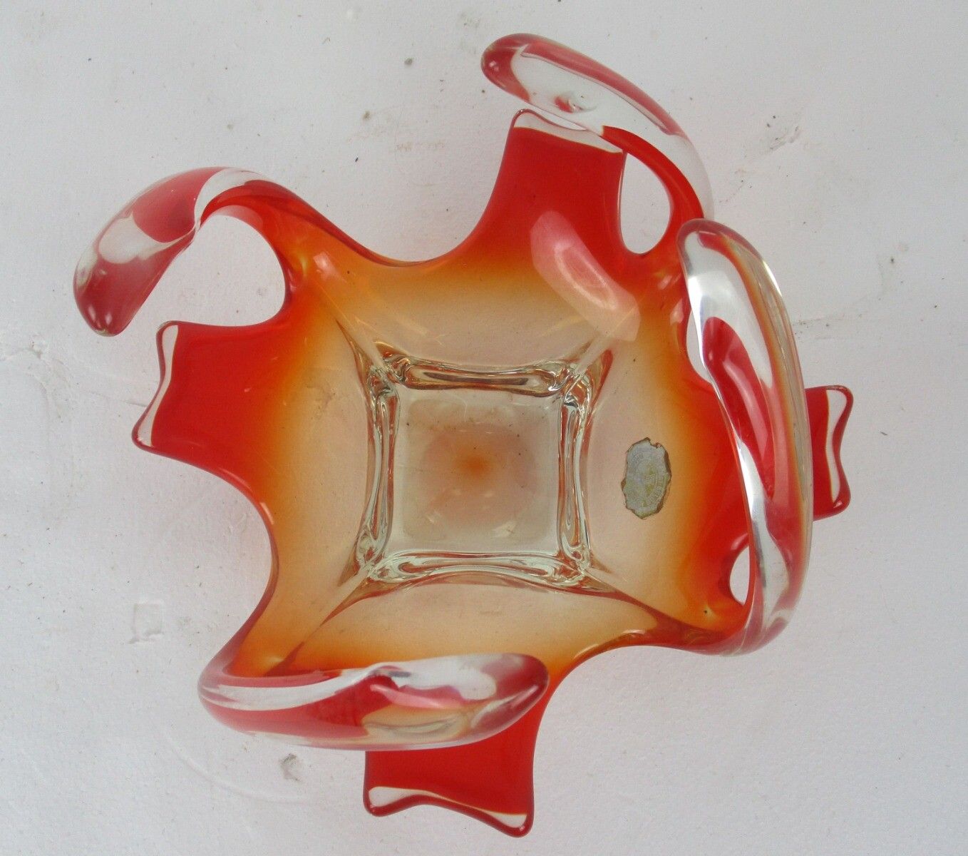 Art Glass Cranberry Red Clear Bowl Dish Centerpiece Basket Val Saint Lambert photo 142.0