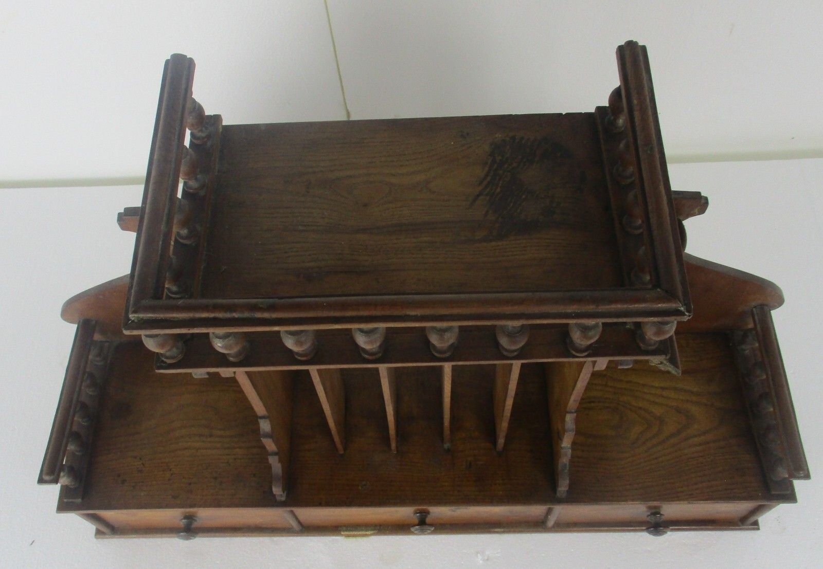 Antique Pediment Cabinet Spindles Display Kitchen Shelves Drawers Stunning photo Furniture