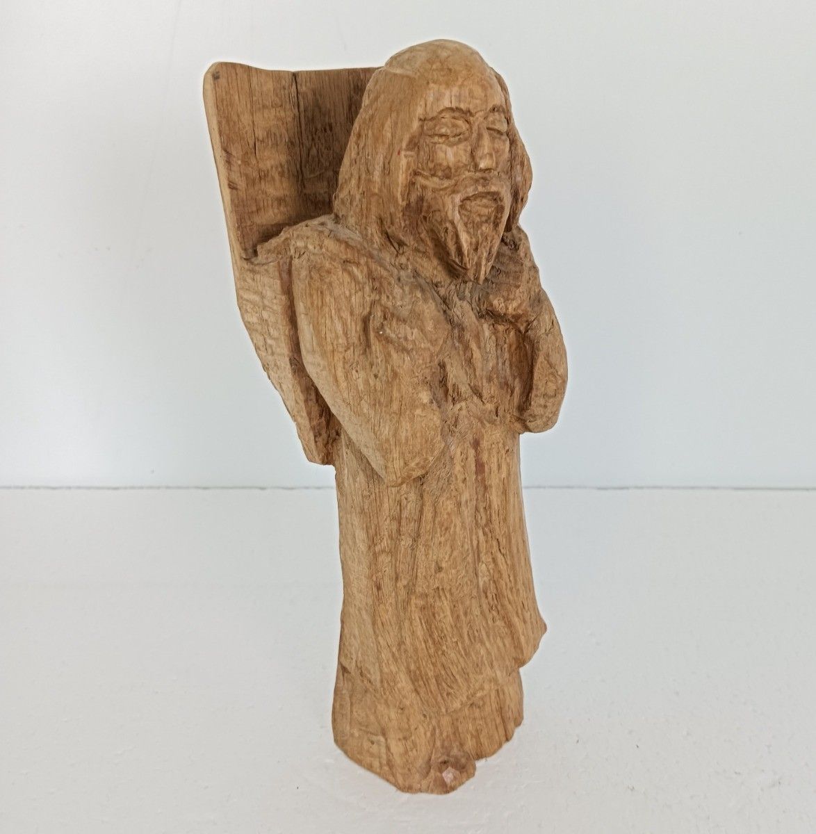 Vintage Wooden Hand Carved Wood Figurine Sculpture Chinese Old Man Phène photo vintage