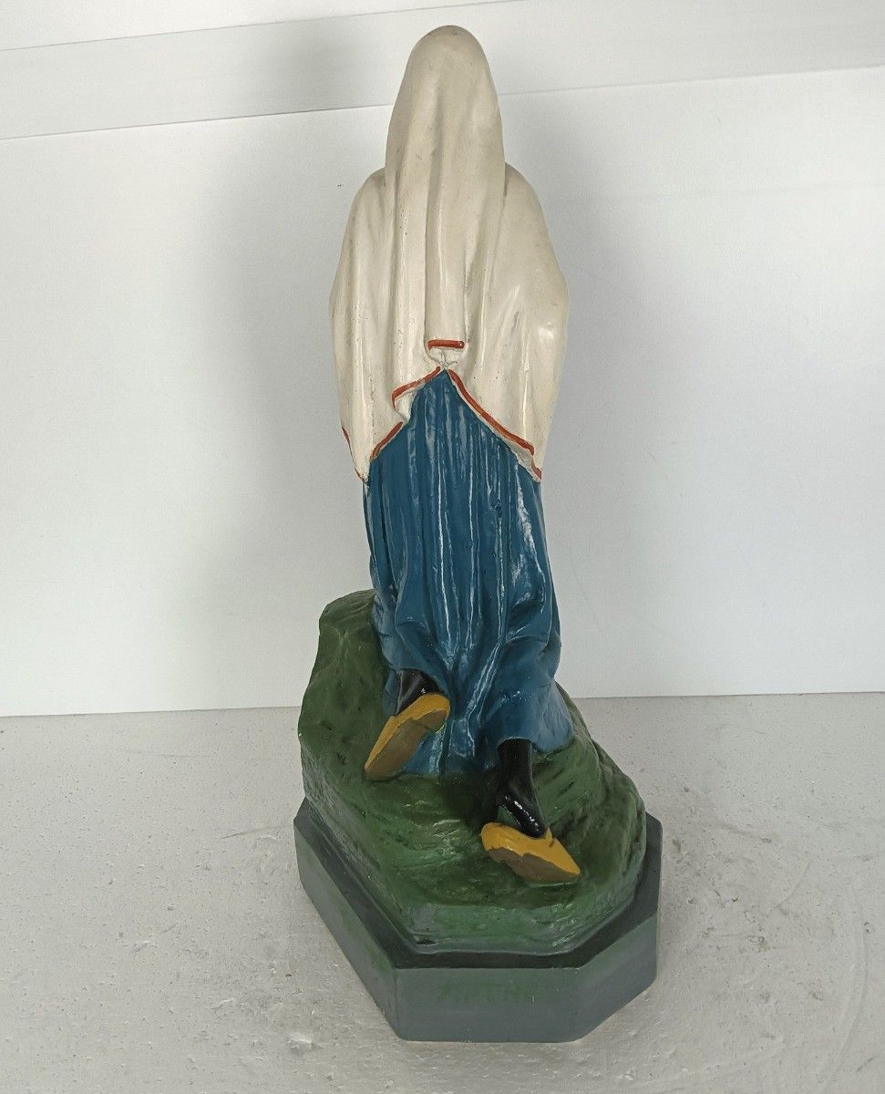 Large Statue Plaster St Bernadette Soubirous Plaster Polychrome Lourdes Vintage photo vintage