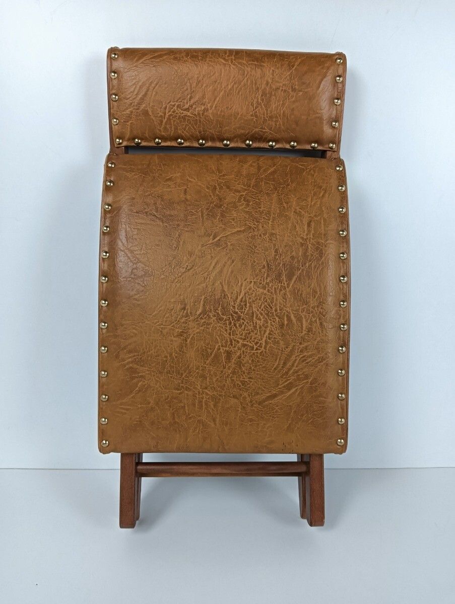 Foldable Special Adjustable  Foot Stool Rest Ottoman Wood Faux Leather Funky photo vinterior