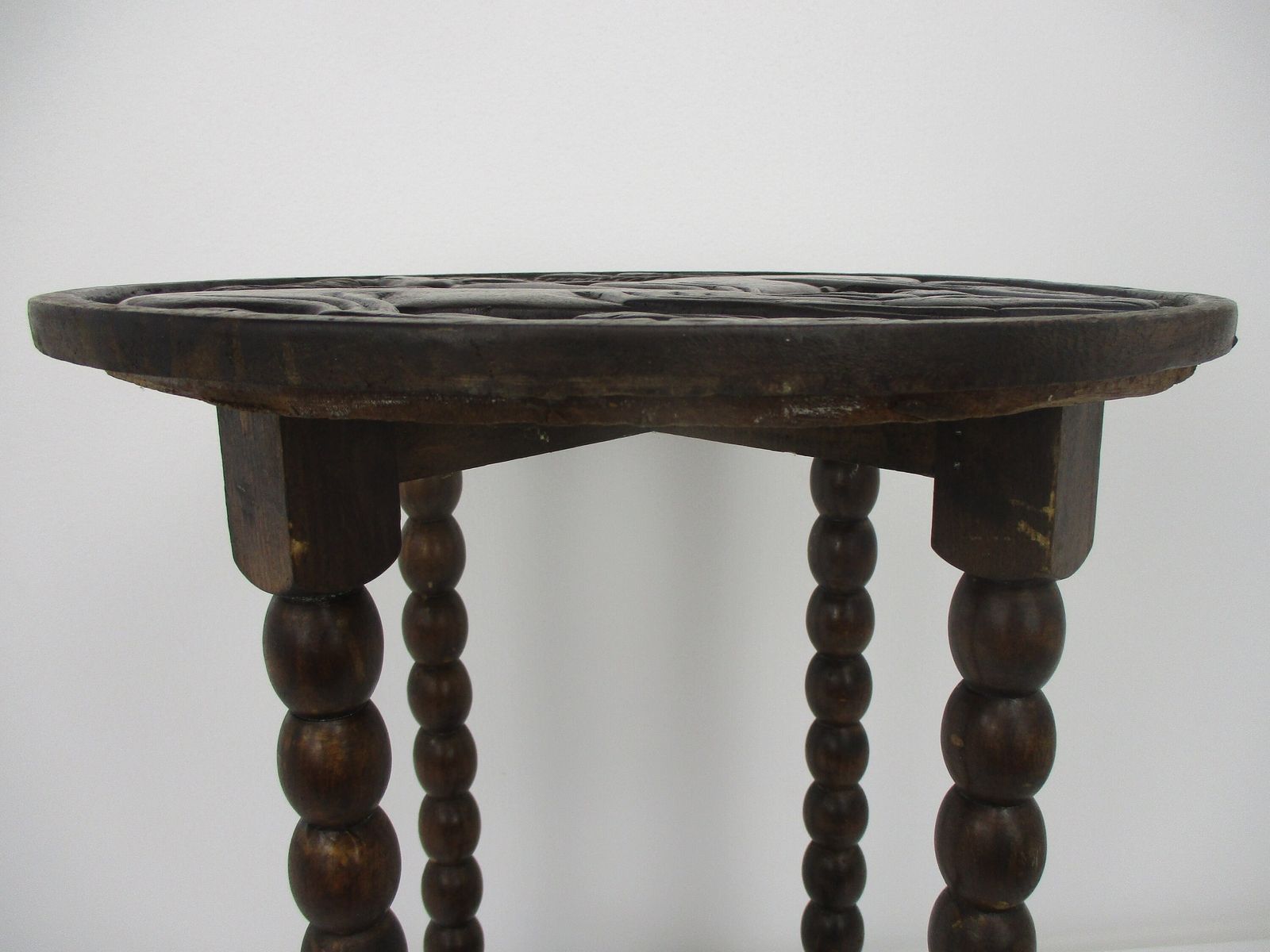 Ornate Hand Carved Wooden Table Deer Mountain Goats Coffee Side Table Wow photo 344.0