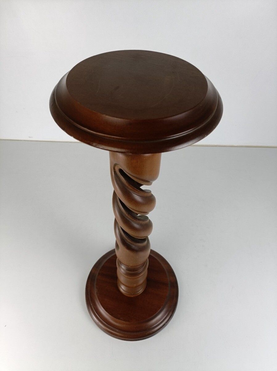 Open Barley Twist Wooden  Side Wine Display Table Pedestal Plant Bonsai Flower S photo for sale
