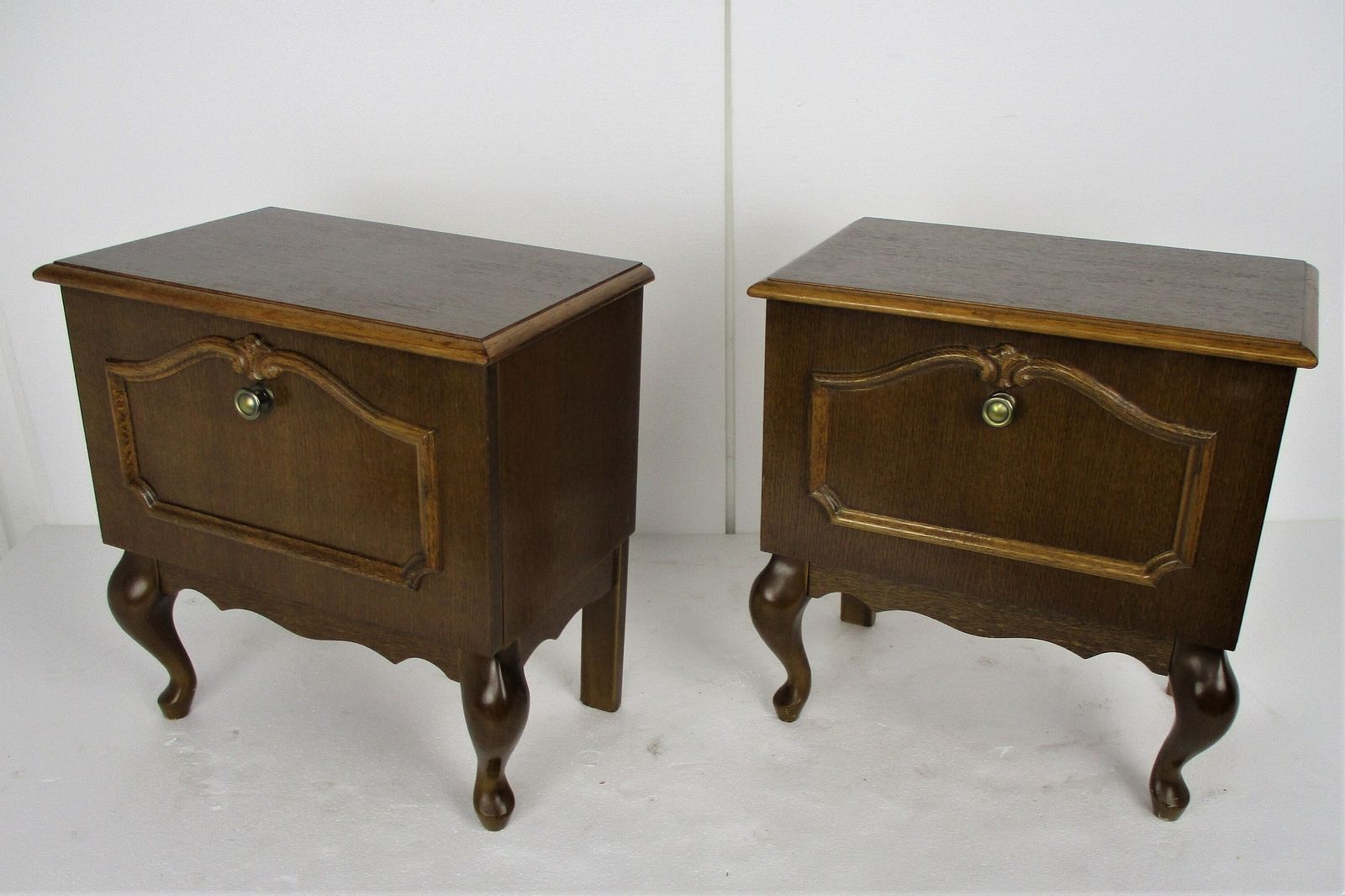 Pair Couple Vintage Nightstands End Tables Dresser 50s Vanity Cabinets Louis XVI photo for sale