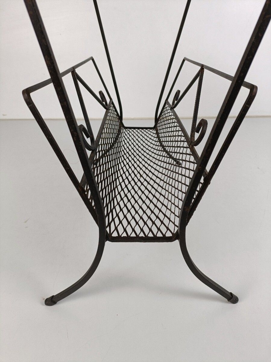 Vintage Mid Century Modern Magazine Rack Newspaper Basket Side Table Mosaic Tile photo 202.0