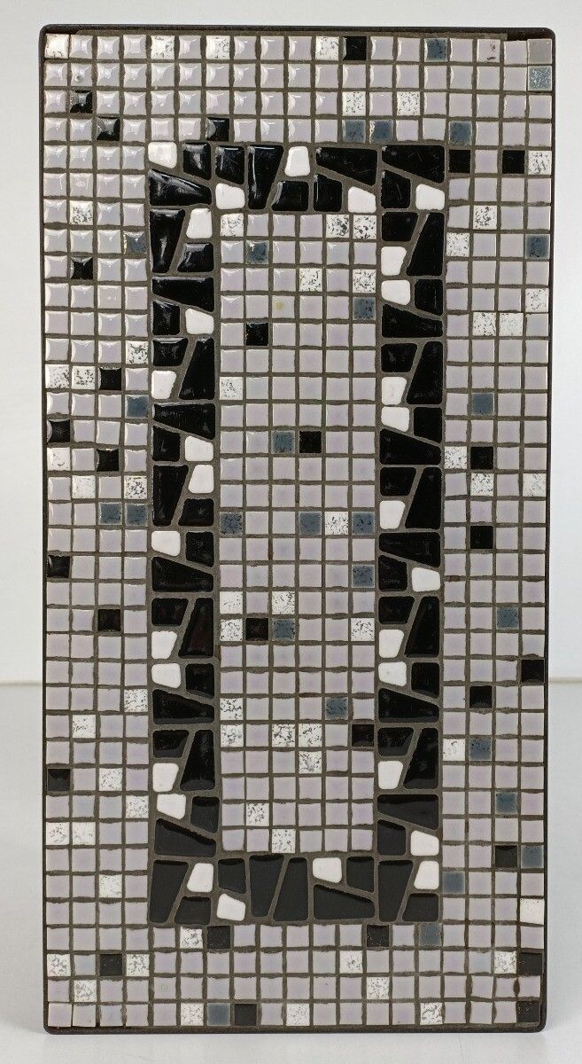 photo furniture Vintage Mid Century Modern Magazine Rack Newspaper Basket Side Table Mosaic Tile