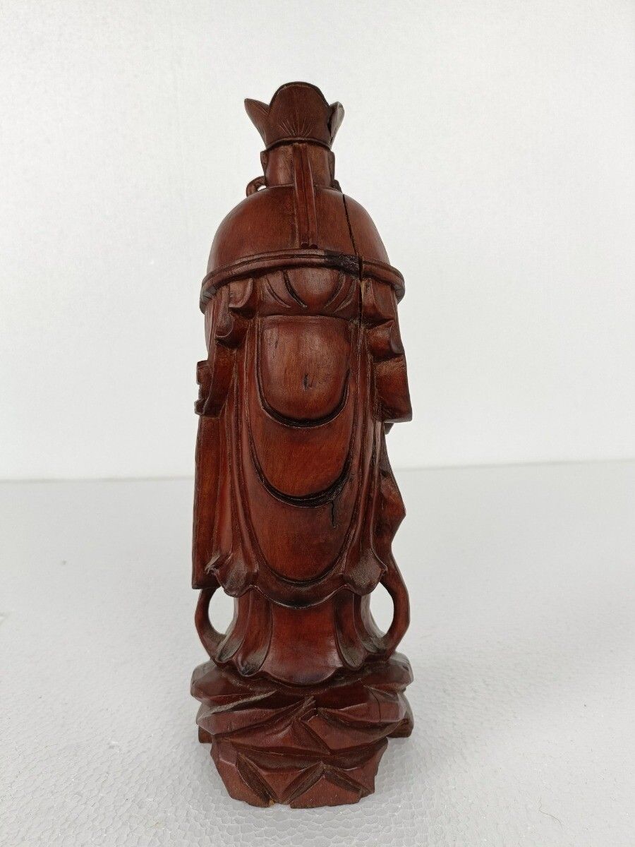 Chinese Rosewood Hand Carved Wooden Figurine Sculpture Wise Old Man photo vintage