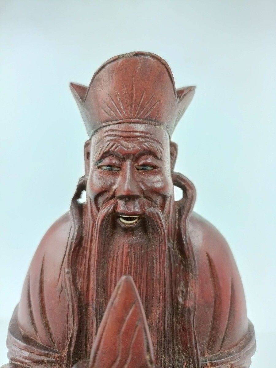 photo furniture Chinese Rosewood Hand Carved Wooden Figurine Sculpture Wise Old Man