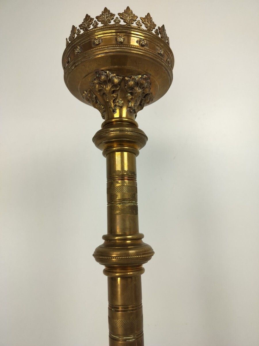 Gothic Antique Candle Holder Candle Stick Church Chapel Altar Monastery Brass  W photo 728.0