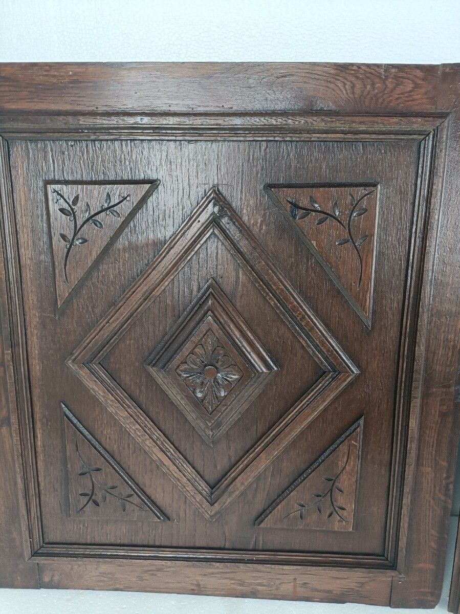 Pair French Hand Carved Wood Oak Door Panels Reclaimed Architectural  Antique La photo 364.0