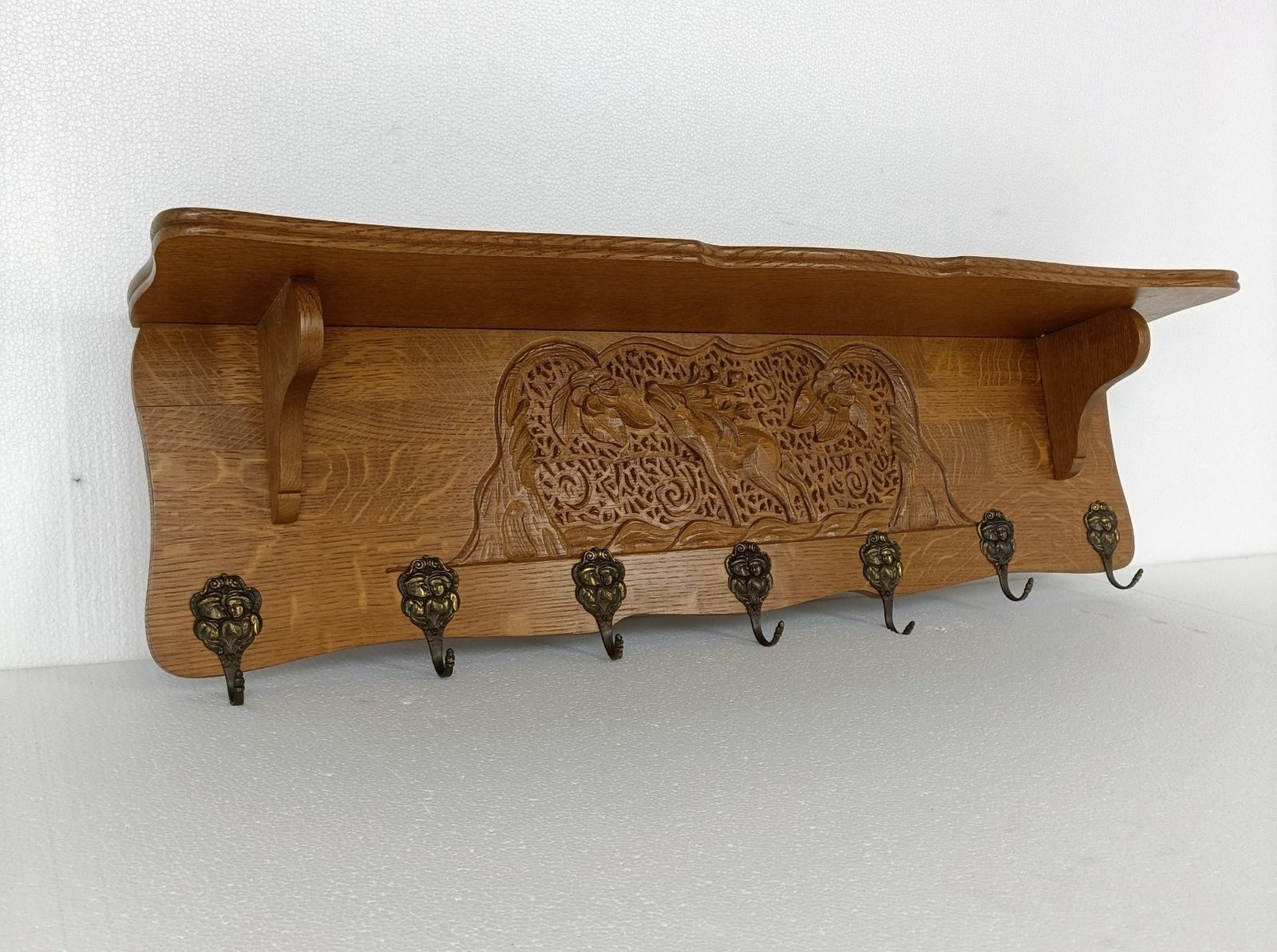 Coat Rack Hat Rack Kitchen Rack Deer, French Oak, Hand Carved, Ornate, Xl, Hallw photo for sale