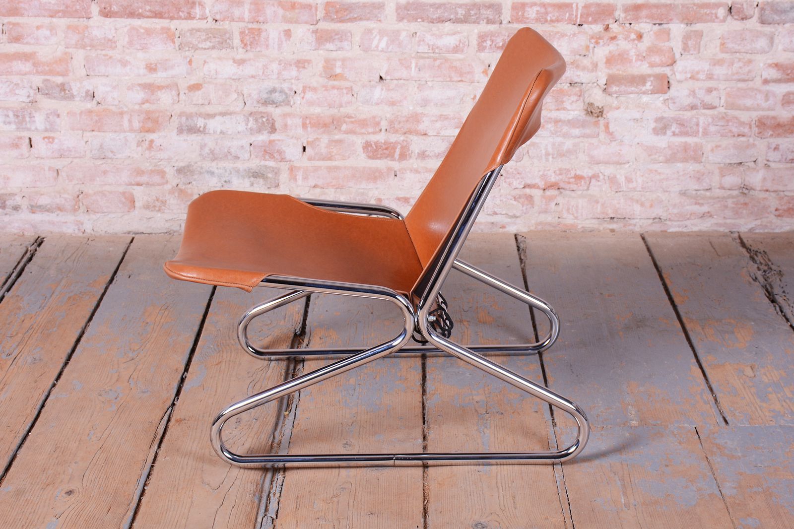 Restored Bauhaus Armchair, By Lusch And Co West, Chrome, Leather, Germany, 1970s photo buy