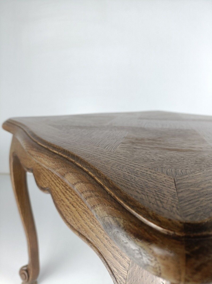 Louis XV Style Coffee Occasional Side Table Carved Wood Beautiful Pattern Top VI photo 244.0
