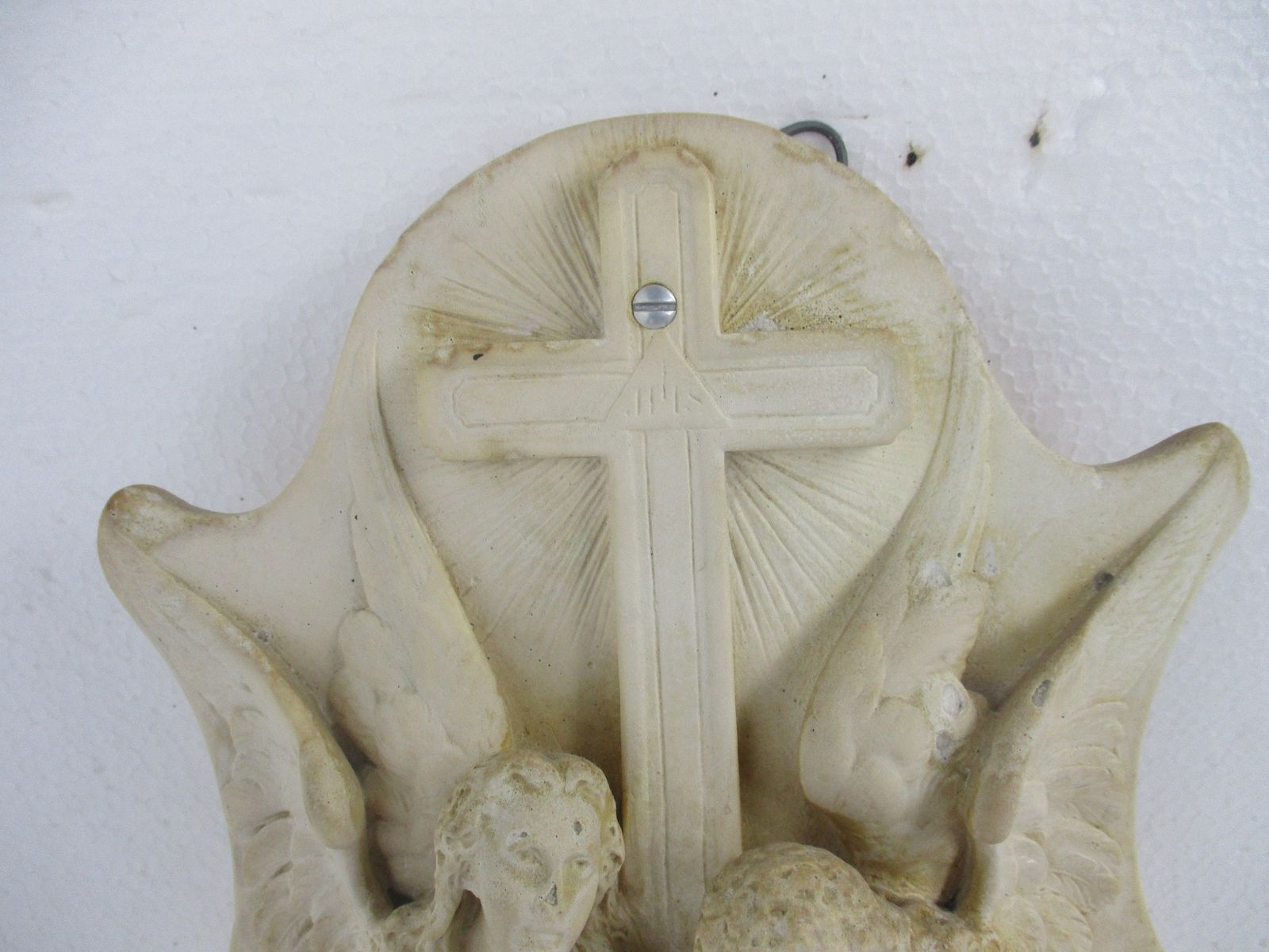 Large Antique Porcelain  Meerschaum Holy Water Font Vessel Angels  Church Wow Ex photo furniture