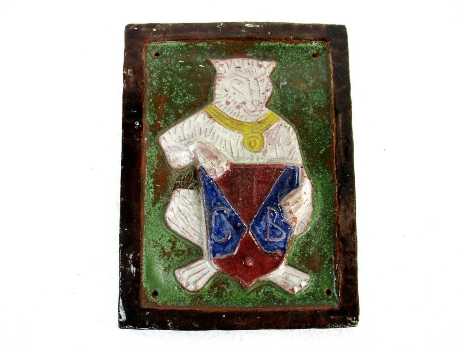 Wall Plaque Glazed Ceramic Tile Amphora Vandeweghe Style Fox Coat Of Arms Shield photo furniture