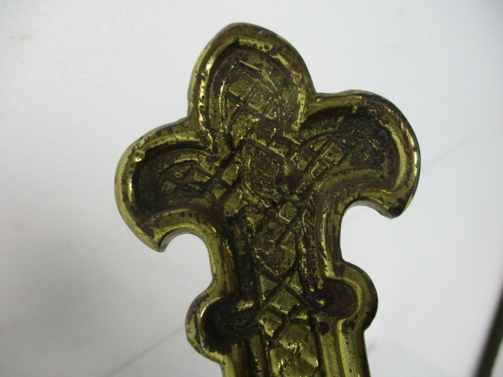 French  Standing Crucifix Corpus Christi Cross Jesus Christ Calvary Ornate Brass photo vinterior