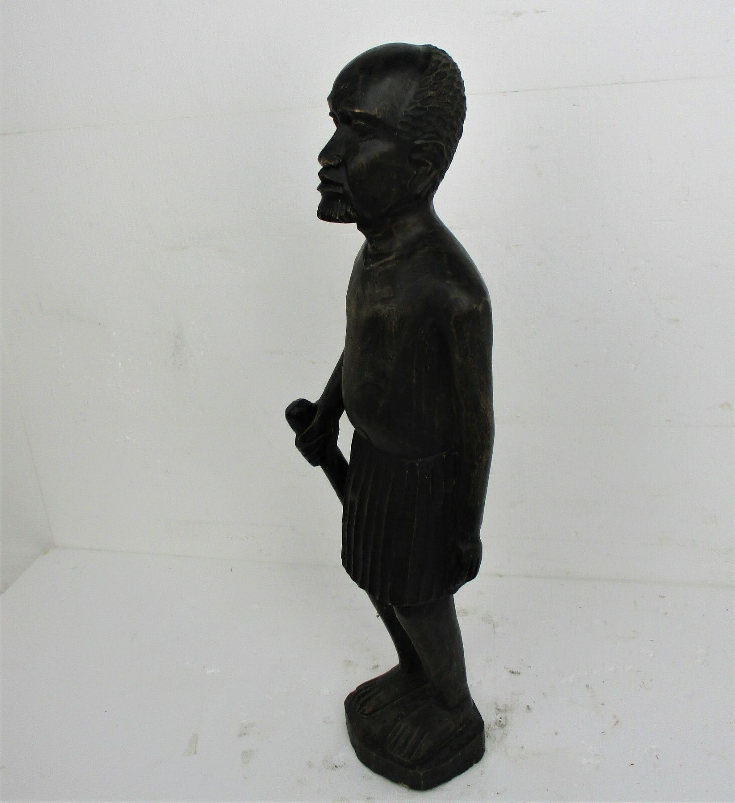 Large Hand Carved Wooden Statue Figurine African Tribal Man 41.73" photo vinterior