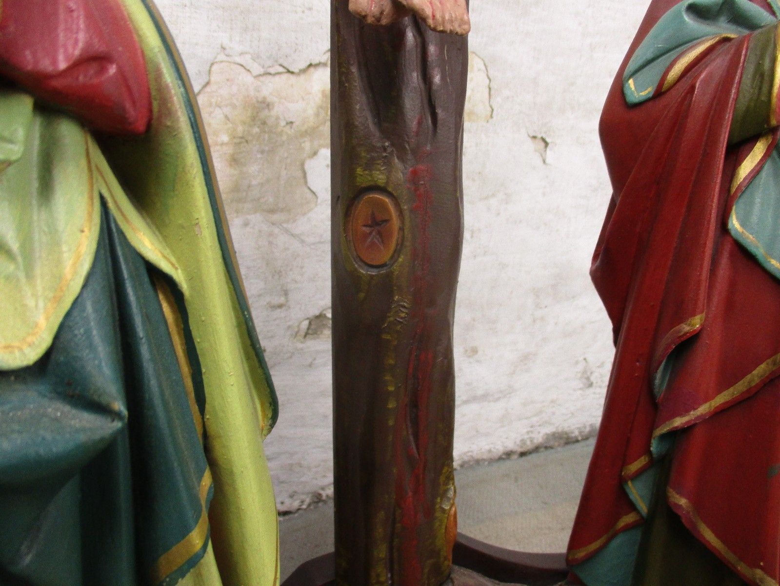 photo for sale Xxl Church Quality 19th C Plaster Calvary Group Crucifix John Mary Magdalene