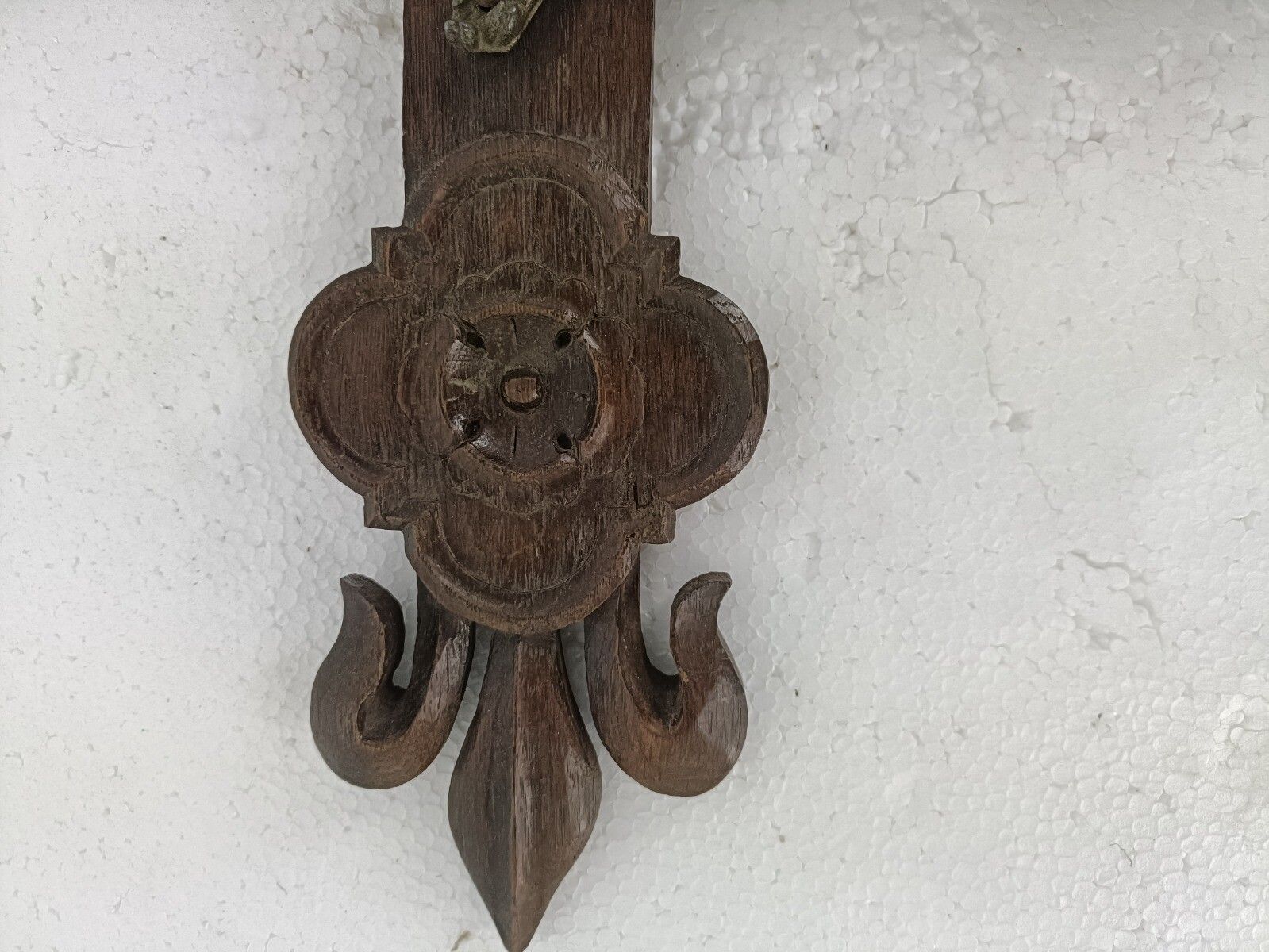 Hand Carved Wood  French Hanging Ornate Crucifix Cross Jesus Christ Fleur De Lis photo Art