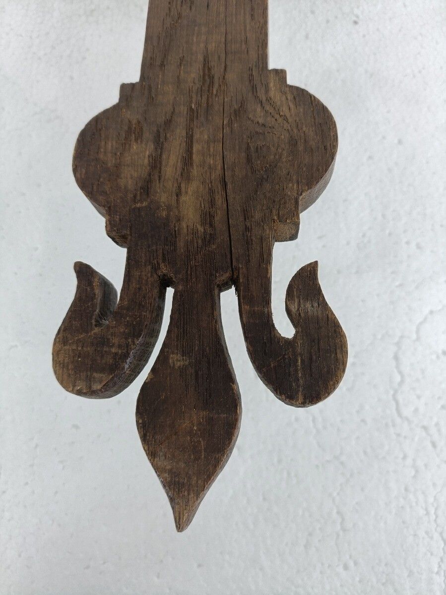 photo for sale Hand Carved Wood  French Hanging Ornate Crucifix Cross Jesus Christ Fleur De Lis