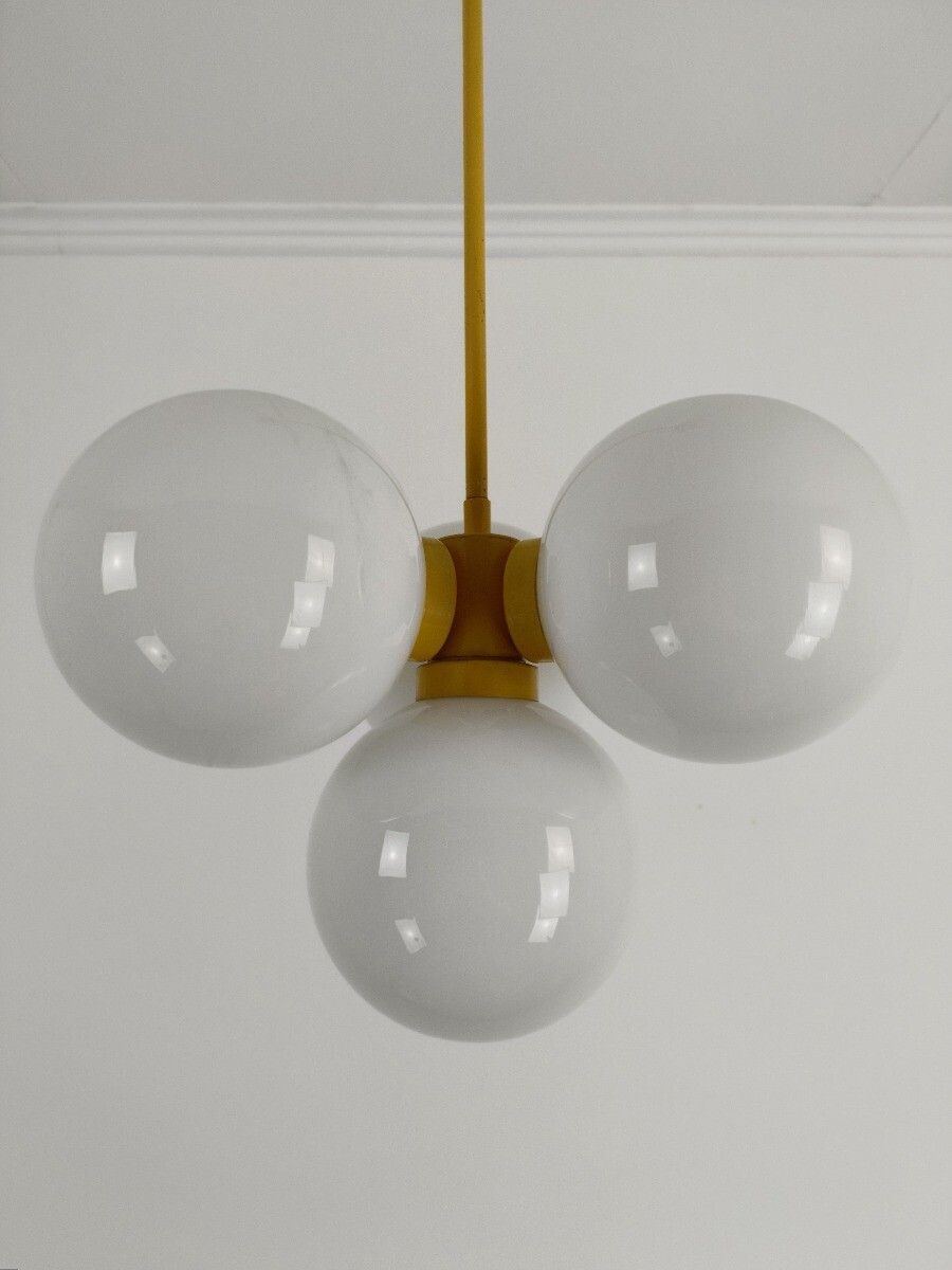 Mid Century Atomic Sputnik Chrome Chandelier 4 Art Glass Balls Design 4 Lights W photo Lighting
