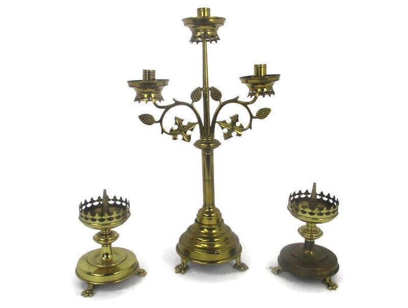 Impressive  Set  Of 3 Candle Holders  With Two  Small Candle Sticks One Large