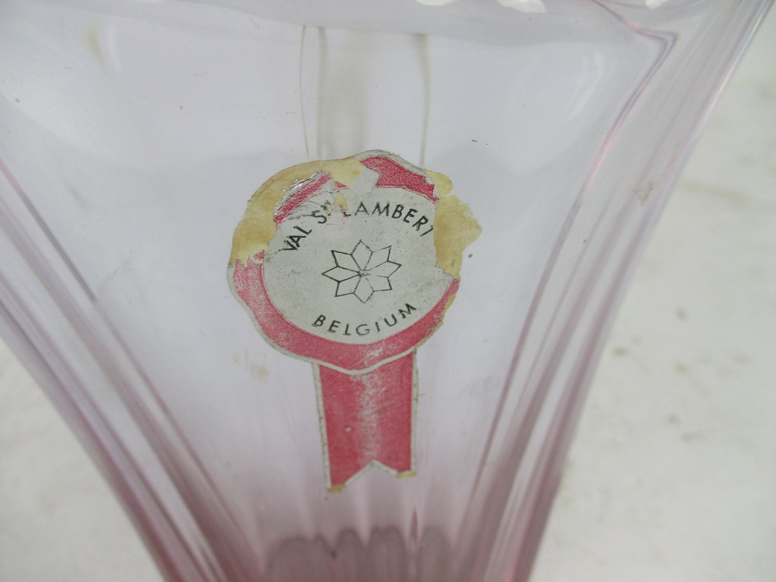 Art Glass Vase Val St Lambert Vase Pink Purple Belgium Belgian photo for sale