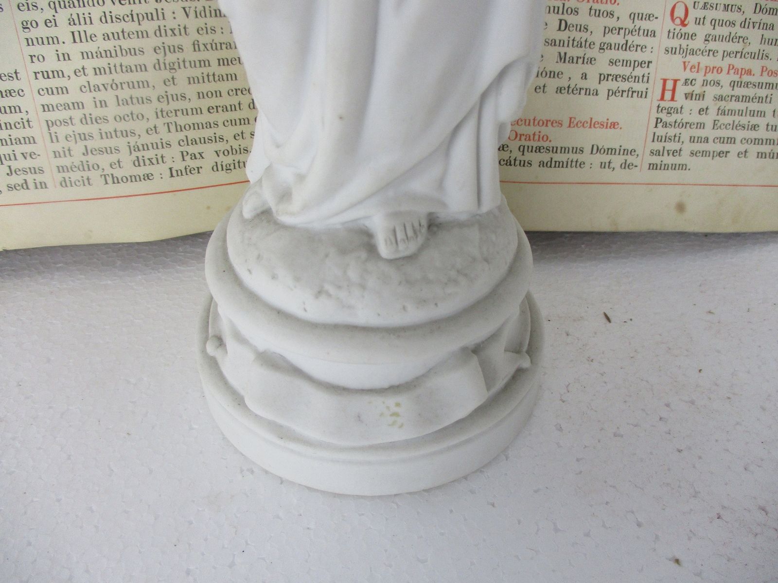 French Antique 1900 Bisque Statue Saint Anthony Padua Infant Child Lilies Marked photo for sale