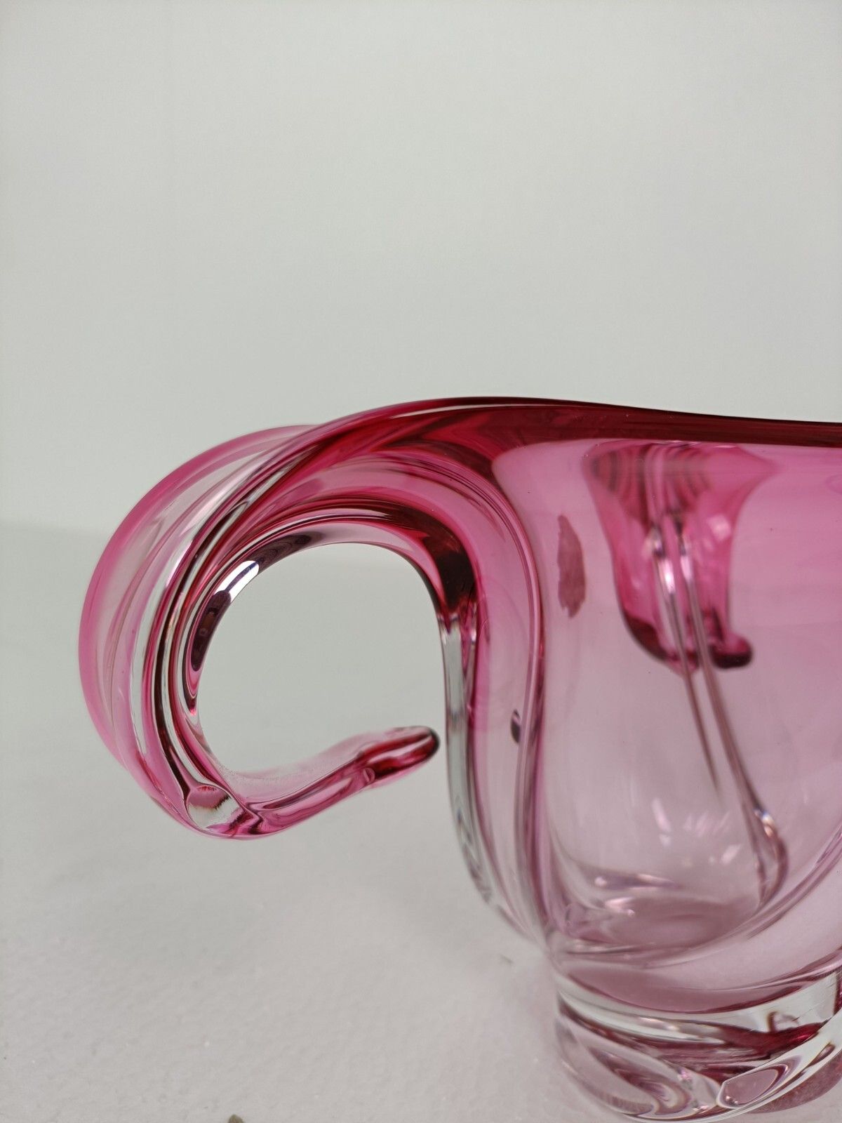 Val St Lambert Belgium Bowl Dish Centerpiece Cranberry Clear  Crystal Marked photo buy