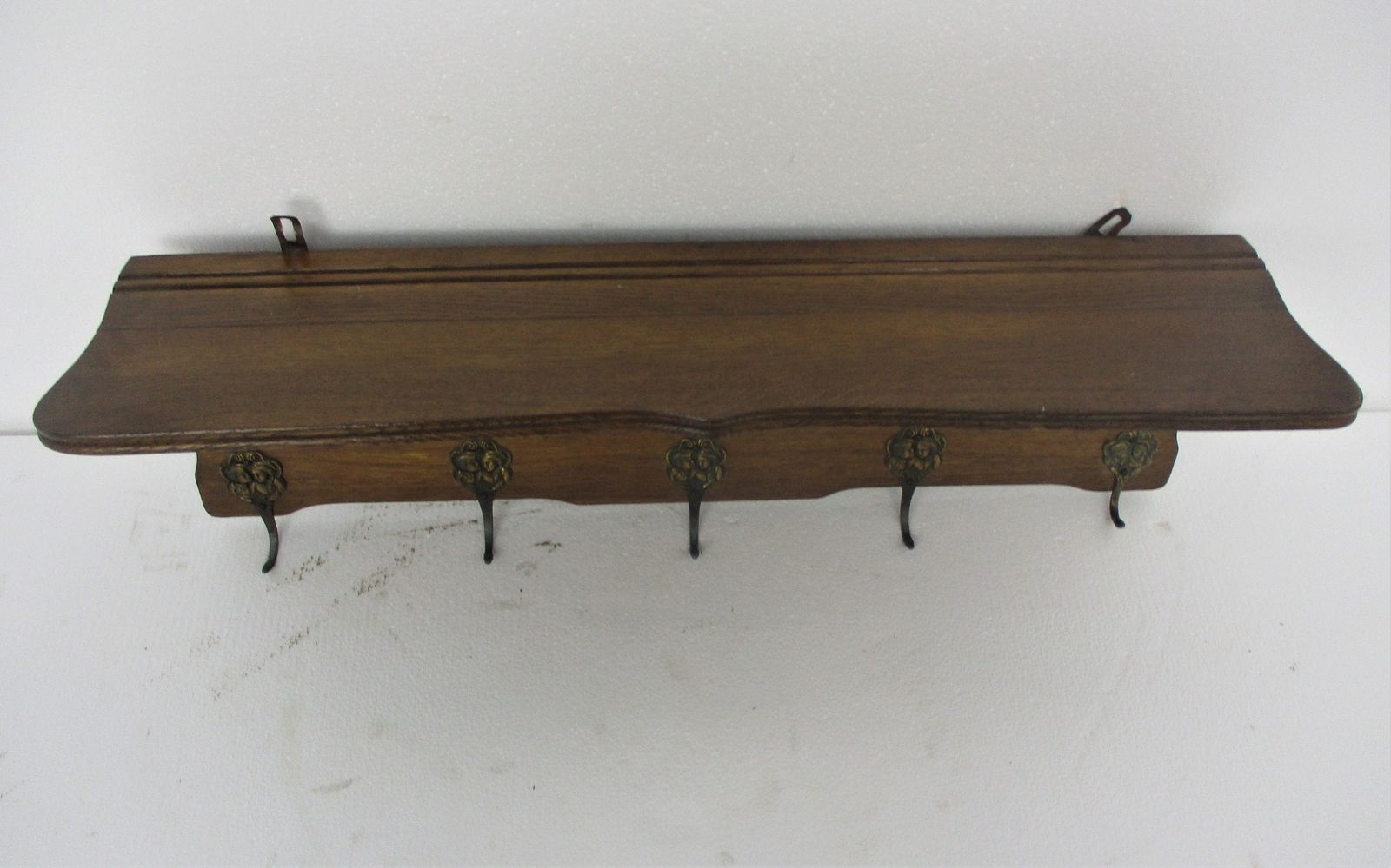 Ornate Hand Carved Wood French Oak Coat Hat Rack Mid Century Modern photo 202.0