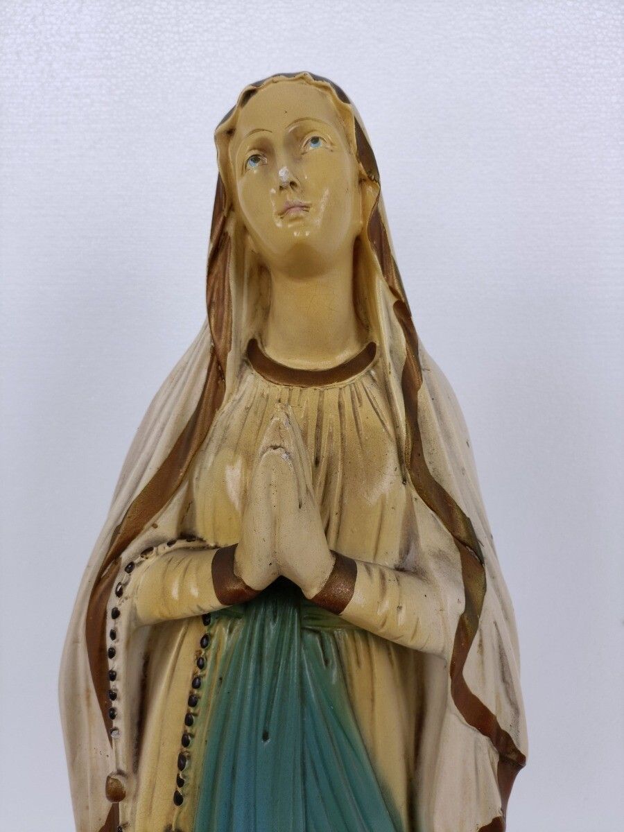 Large Monastry Chapel Statue Virgin Mary Madonna Our Lady Of Lourdes  Plaster Fr photo vinterior