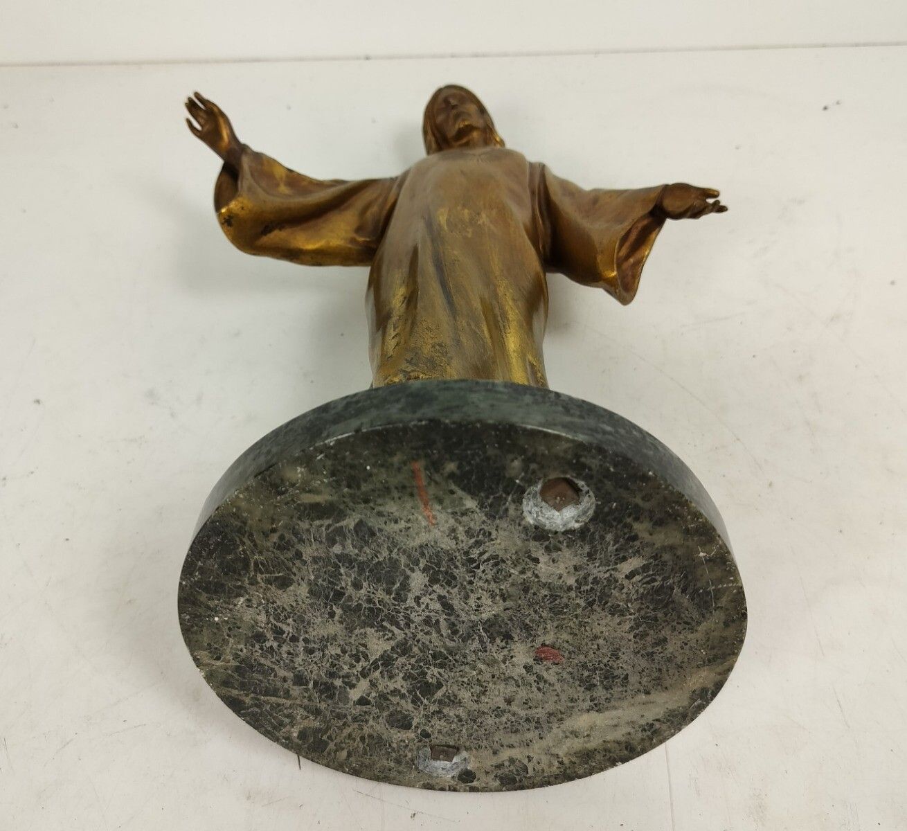 photo for sale Statue Bronze The Blessing Of Christ Sacred Heart Paul Casq Bronze On Marble
